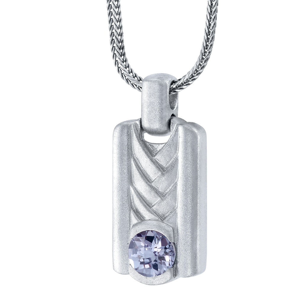 Simulated Alexandrite Chevron Pendant Necklace for Men in Sterling