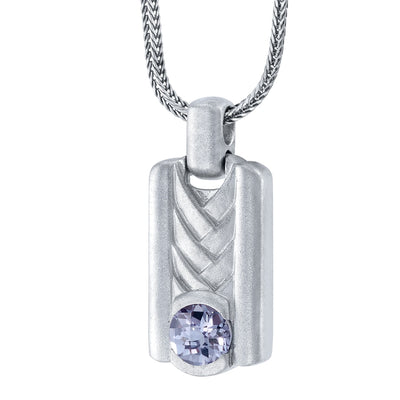 Alexandrite Chevron Pendant Necklace for Men Sterling Silver 1 Carat