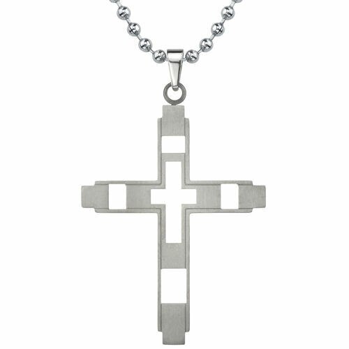 Titanium Modern Style Brushed Finish Cross Pendant