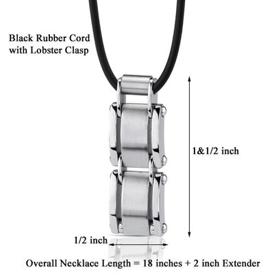 A-Lister Guy: Steel Rectangular Pendant on Rubber Cord SN8140