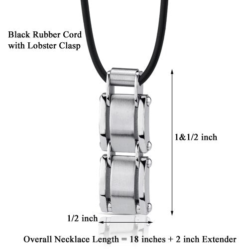 A-Lister Guy: Steel Rectangular Pendant on Rubber Cord SN8140