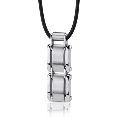 A-Lister Guy: Steel Rectangular Pendant on Rubber Cord SN8140