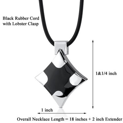 Steel Polished Finish Black Enamel Cross Pendant SN8154