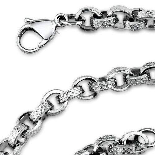 Unique Open Oval Links Mens Stainless Steel Necklace Style