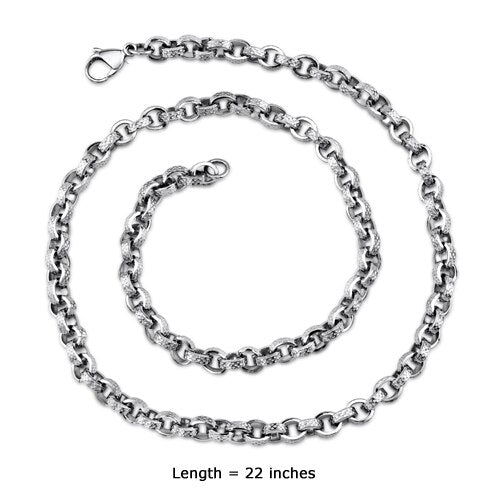 Unique Open Oval Links Mens Stainless Steel Necklace Style