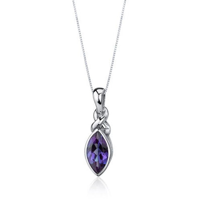 Alexandrite Pendant Necklace Sterling Silver Marquise 2.5 Cts
