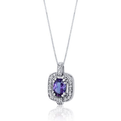 Alexandrite Pendant Necklace Sterling Silver Oval 1 Carats