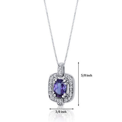 Alexandrite Pendant Necklace Sterling Silver Oval 1 Carats