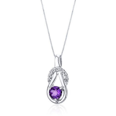 Amethyst Pendant Necklace Sterling Silver Round 0.5 Carats