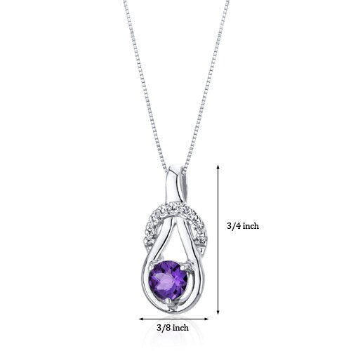 Amethyst Pendant Necklace Sterling Silver Round 0.5 Carats