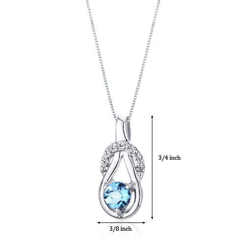 Swiss Blue Topaz Pendant Sterling Silver Round 0.5 Carats