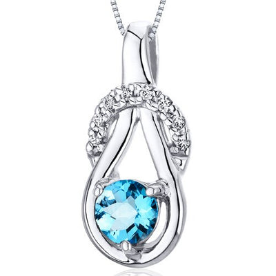 Swiss Blue Topaz Pendant Sterling Silver Round 0.5 Carats