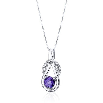Alexandrite Pendant Necklace Sterling Silver Round 0.75 Carats
