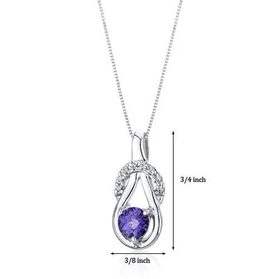 Alexandrite Pendant Necklace Sterling Silver Round 0.75 Carats
