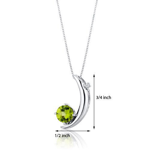 Peridot Pendant Necklace Sterling Silver Round Shape 1 Carats SP10268