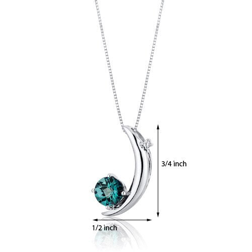 Alexandrite Pendant Necklace Sterling Silver Round 1 Carats