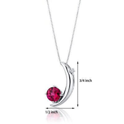 Ruby Pendant Necklace Sterling Silver Round Shape 1 Carats