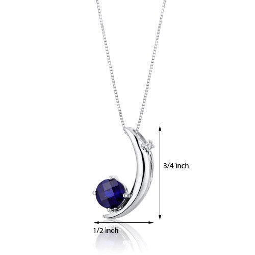 Blue Sapphire Pendant Necklace Sterling Silver Round 1 Carats SP10276