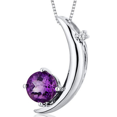 Amethyst Pendant Necklace Sterling Silver Round Shape 1 Carats SP10280