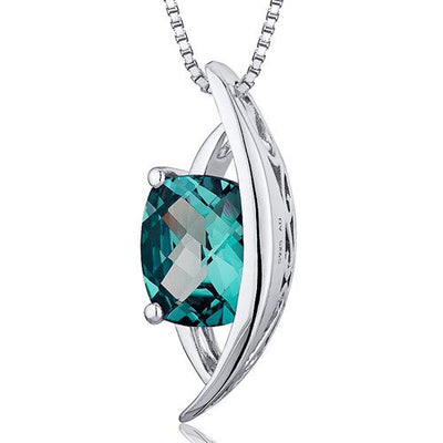 Alexandrite Pendant Necklace Sterling Silver Radiant 2 Carats