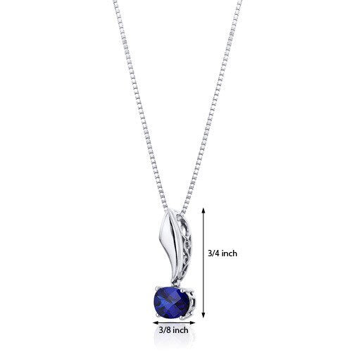 Blue Sapphire Pendant Necklace Sterling Silver Oval 1.75 Carat