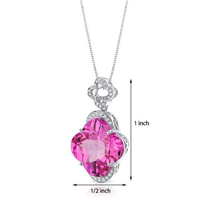 Pink Sapphire Pendant Necklace Sterling Silver Lilly 22 Carats