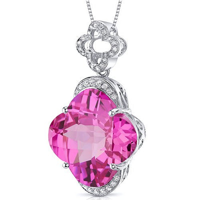 Pink Sapphire Pendant Necklace Sterling Silver Lilly 22 Carats