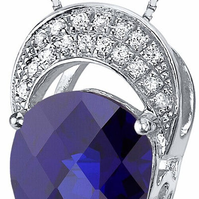 Blue Sapphire Pendant Necklace Sterling Silver Pear 3 Carats
