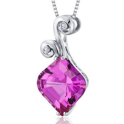 Pink Sapphire Pendant Necklace Sterling Silver Onion Cut 8 Cts