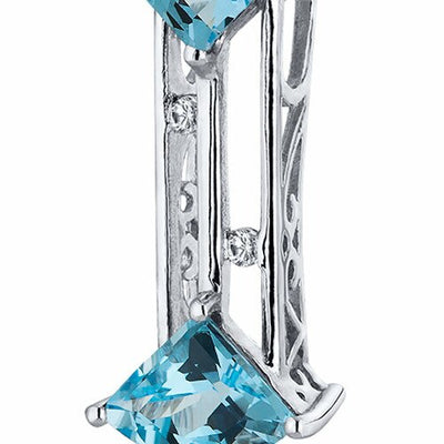 Swiss Blue Topaz Pendant Sterling Silver Fan Cut 2 Carats