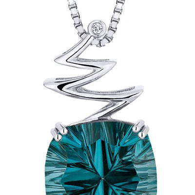 Green Spinel Pendant Necklace Sterling Silver Cushion 10 Carat