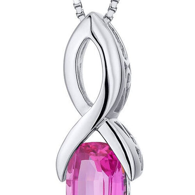 Pink Sapphire Pendant Necklace Sterling Silver Marquise 7 Cts
