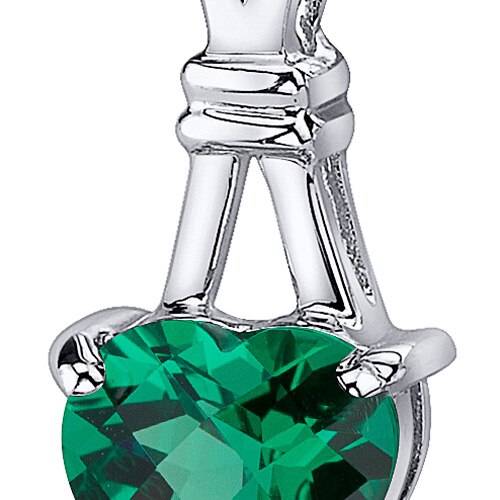 Emerald Pendant Necklace Sterling Silver Heart Shape 3 Carats