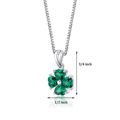 Emerald Pendant Necklace Sterling Silver Heart Shape 2 Carats