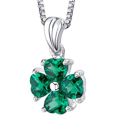 Emerald Pendant Necklace Sterling Silver Heart Shape 2 Carats