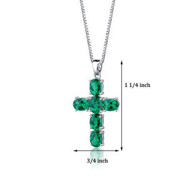 Emerald Pendant Necklace Sterling Silver Oval Shape 4.5 Carats