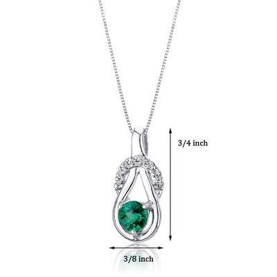 Emerald Pendant Necklace Sterling Silver Round Shape 0.5 Carat