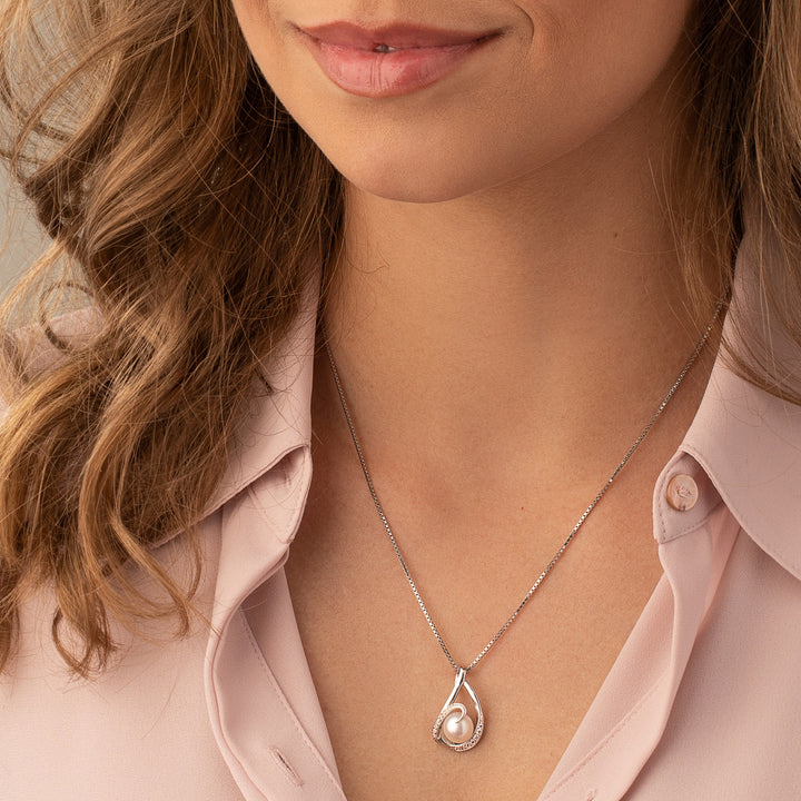 Pearl Pendant Sterling Silver Button Shape | SP10906 | Peora.com