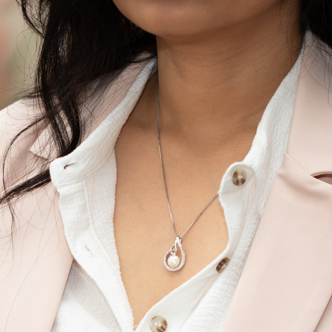 Pearl Pendant Sterling Silver Button Shape | SP10914 | Peora.com
