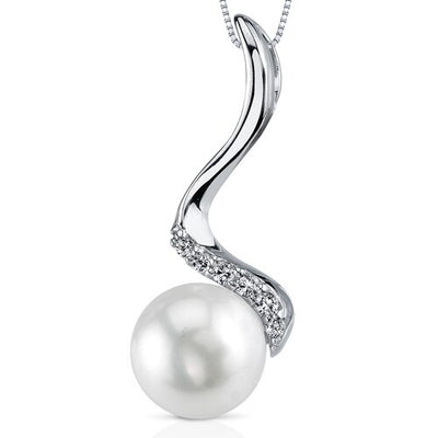 Freshwater Pearl Pendant Sterling Silver Round Button 10.5 Mm