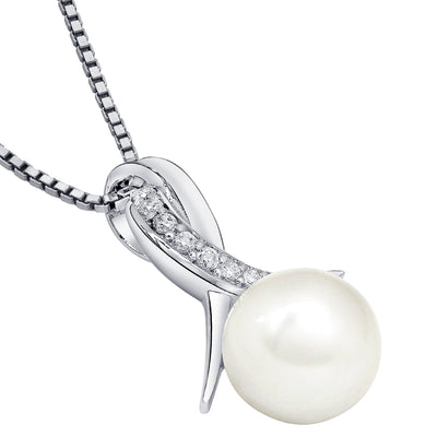 Freshwater Pearl Pendant Sterling Silver Round Button 8.5 Mm
