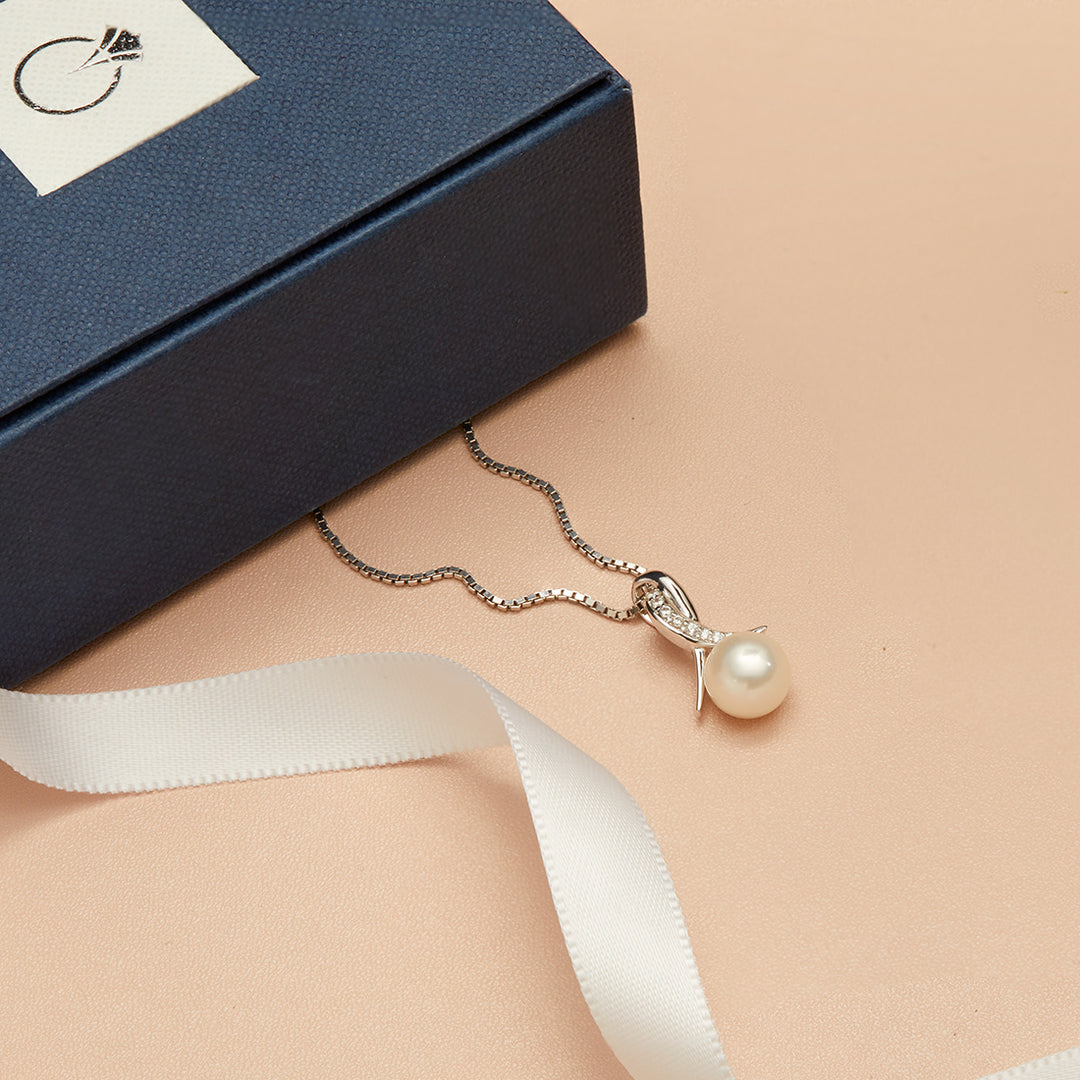 Pearl Pendant Sterling Silver Button Shape | SP10934 | Peora.com
