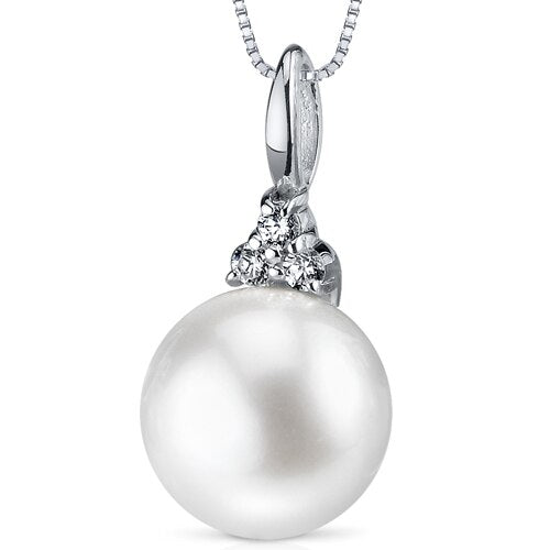 Freshwater Pearl Pendant Sterling Silver Round Button 10 Mm