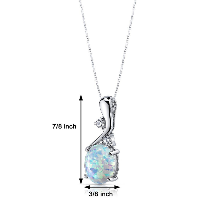 White Opal Pendant Necklace Sterling Silver Oval 2.5 Carats