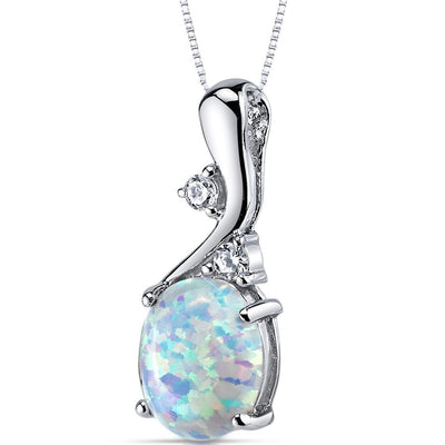 White Opal Pendant Necklace Sterling Silver Oval 2.5 Carats