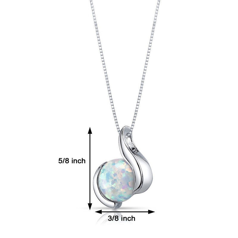 White Opal Pendant Necklace Sterling Silver Round 1.75 Carats