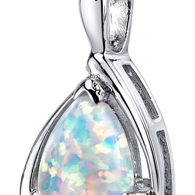 White Opal Pendant Necklace Sterling Silver Pear 1.5 Carats