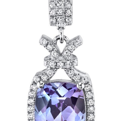 4.50 Cts Alexandrite Pendant Necklace Sterling Silver Cushion