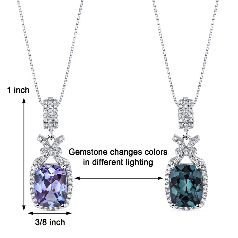 4.50 Cts Alexandrite Pendant Necklace Sterling Silver Cushion