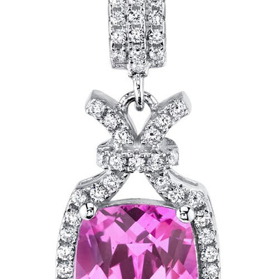5.00 Ct Pink Sapphire Pendant Necklace Sterling Silver Cushion